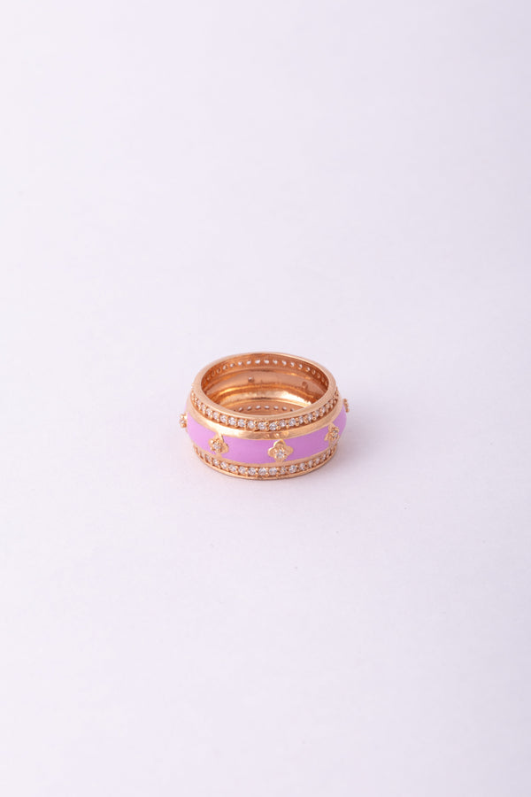 Pink Floral Enamel Ring