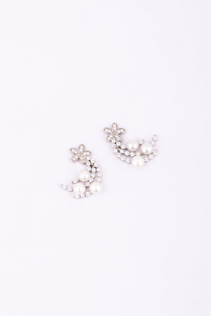 Floral Pearl Drop Earrings