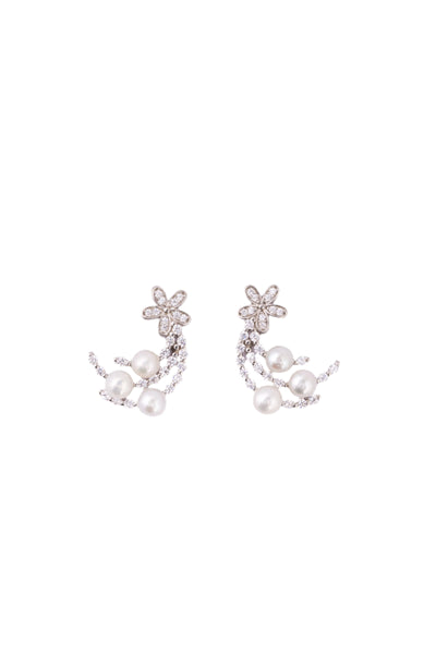 Floral Pearl Drop Earrings