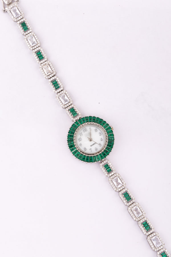 Women's Emerald Diamond Quartz Watch