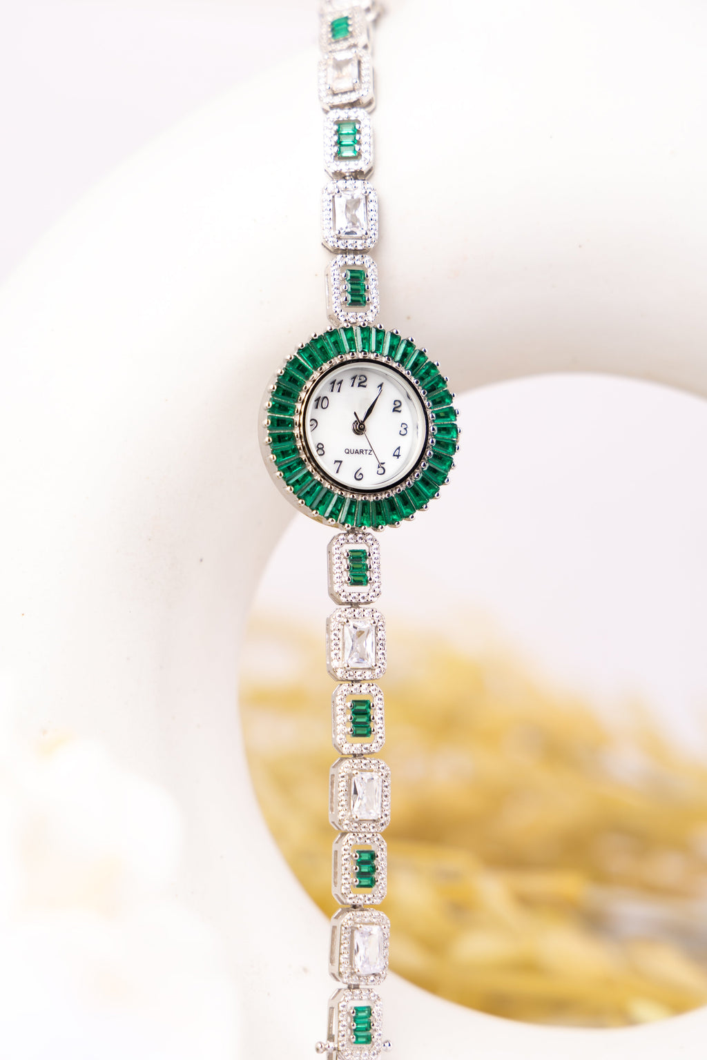 Women's Emerald Diamond Quartz Watch - Flâneur Global® | FG | 925 Fine Silver Jewelry & Accessories 