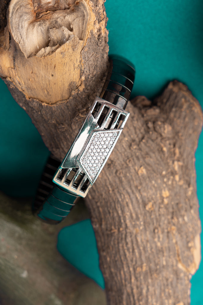 Geometric Leather Steel Bracelet