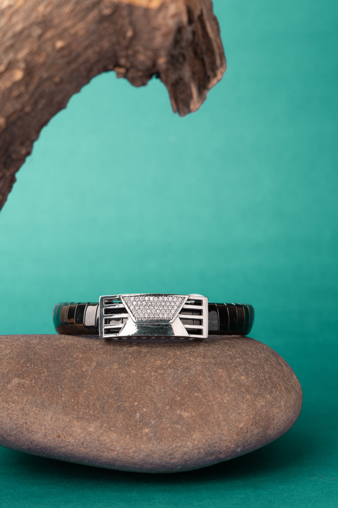 Geometric Leather Steel Bracelet