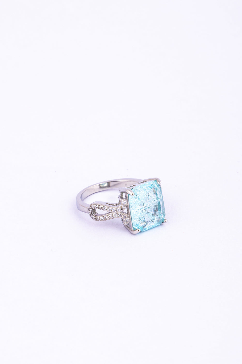 Diamond Square-Cut Blue Gemstone Ring