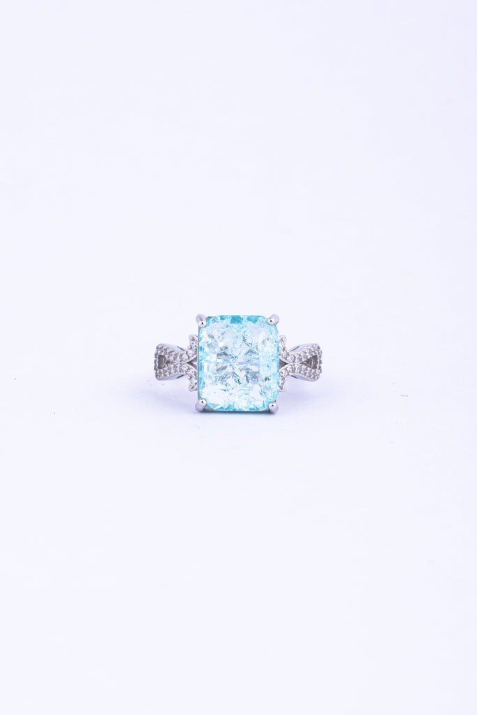 Diamond Square-Cut Blue Gemstone Ring
