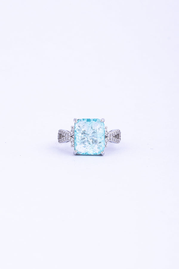 Diamond Square-Cut Blue Gemstone Ring