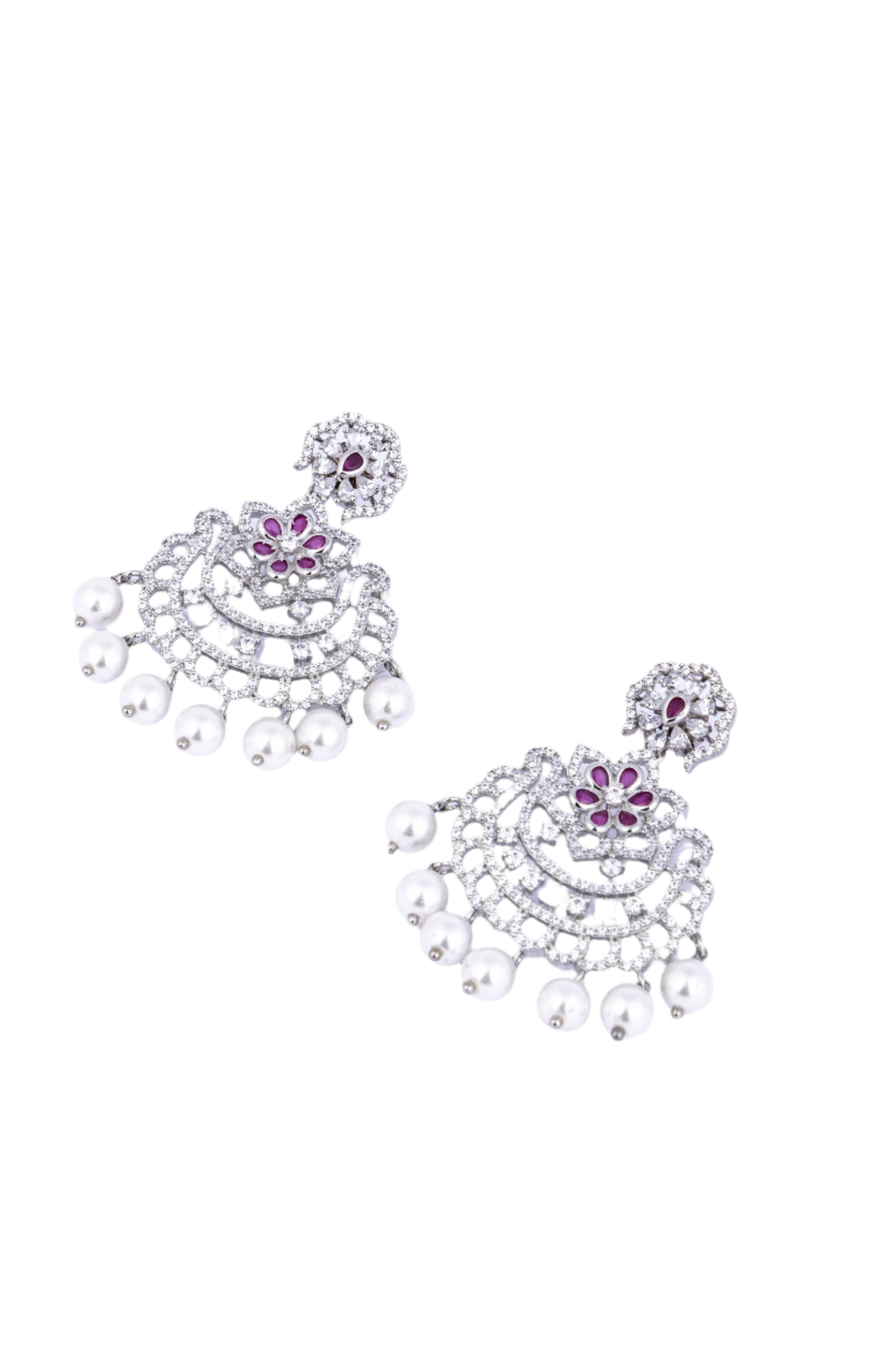 Floral Chandelier Earrings with Pearls Stone - Flâneur Global® | FG | 925 Fine Silver Jewelry & Accessories 