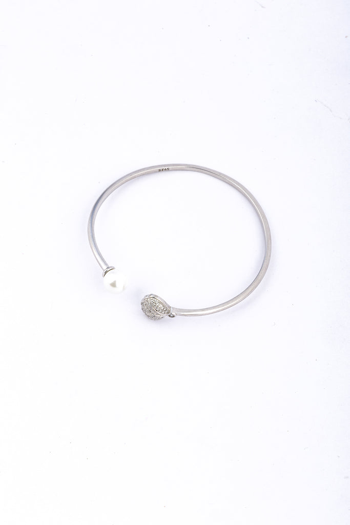 Pearl and Gemstone Sterling Silver Bangle