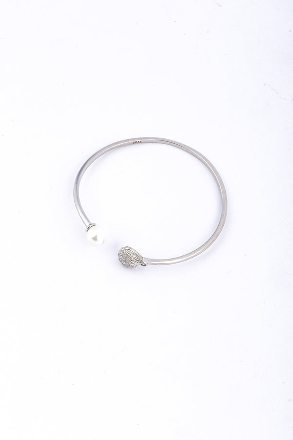 Pearl and Gemstone Sterling Silver Bangle