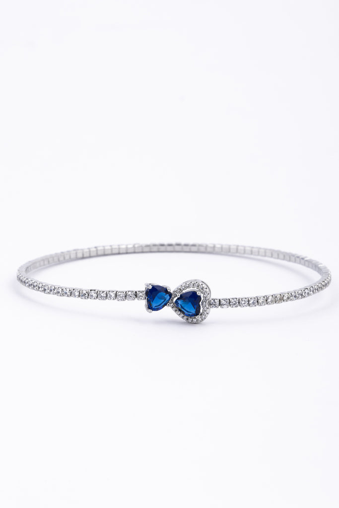 Blue Heart Gemstone Halo Bracelet