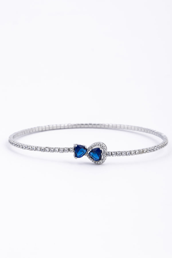 Blue Heart Gemstone Halo Bracelet