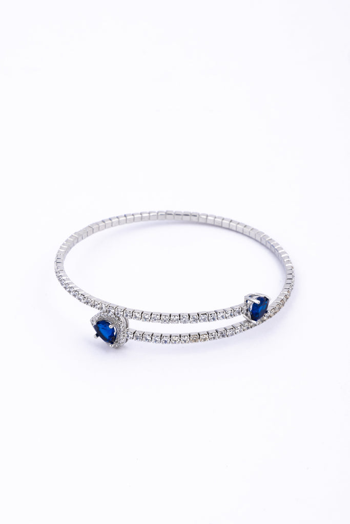 Blue Heart Gemstone Halo Bracelet