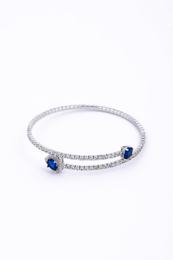 Blue Heart Gemstone Halo Bracelet