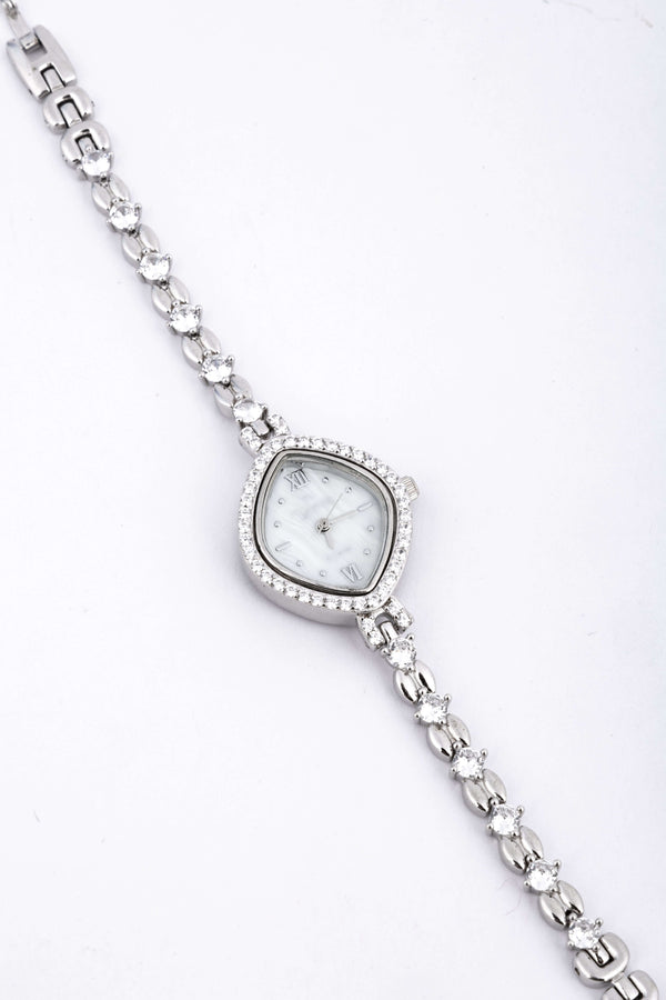 Women's Silver Cushion-Shaped Bracelet Watch