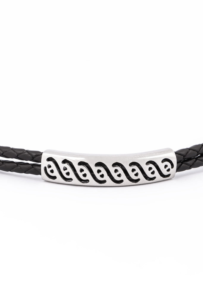 Black Leather Wave Bracelet