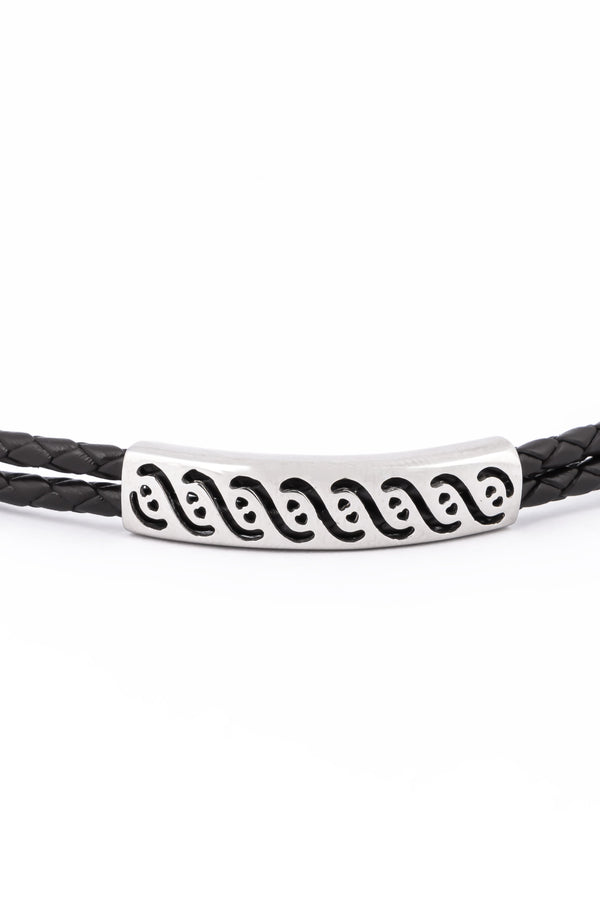 Black Leather Wave Bracelet
