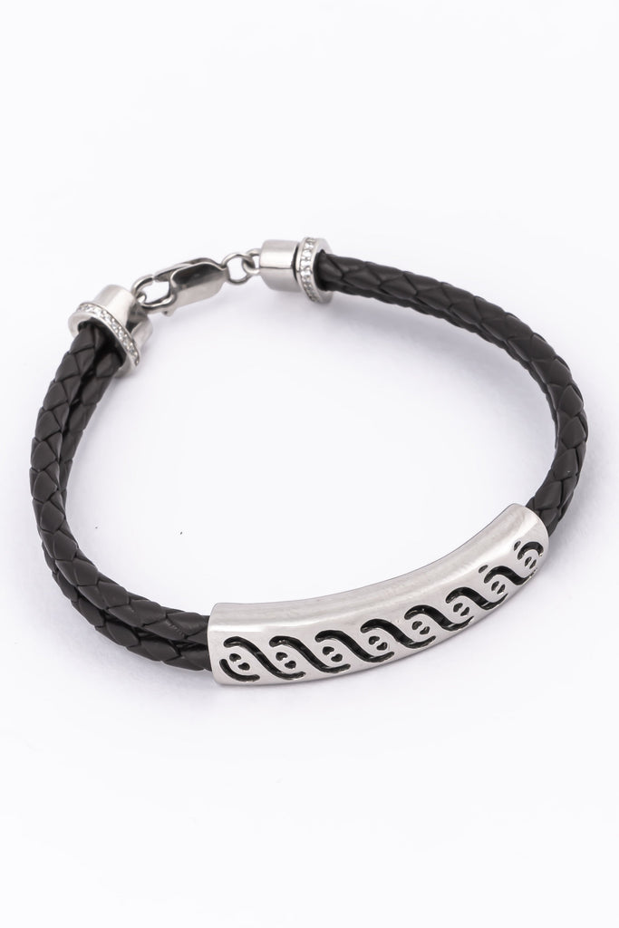 Black Leather Wave Bracelet