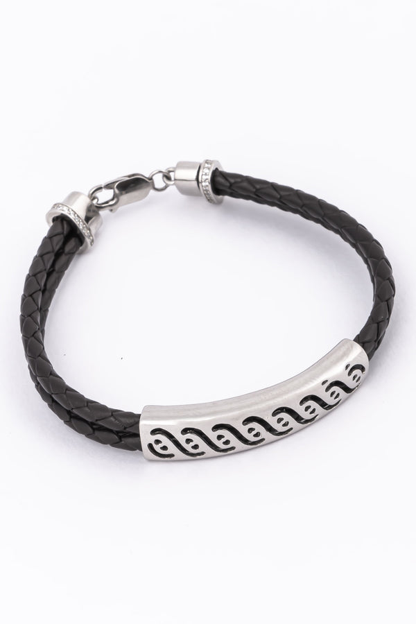 Black Leather Wave Bracelet