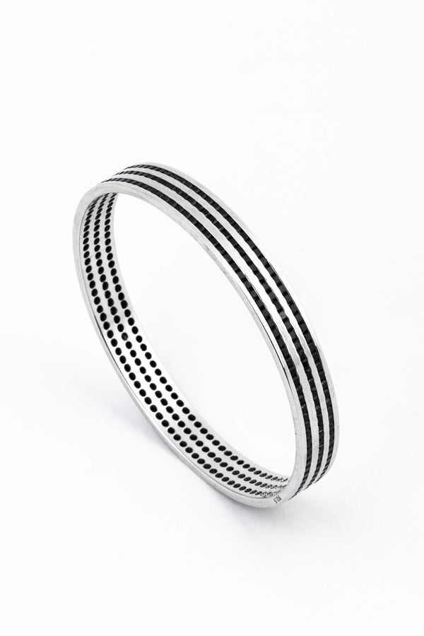 Silver Perforated Triple Row Bangle Bracelet