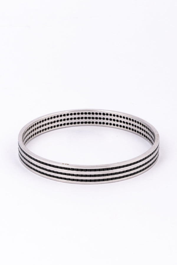 Silver Perforated Triple Row Bangle Bracelet