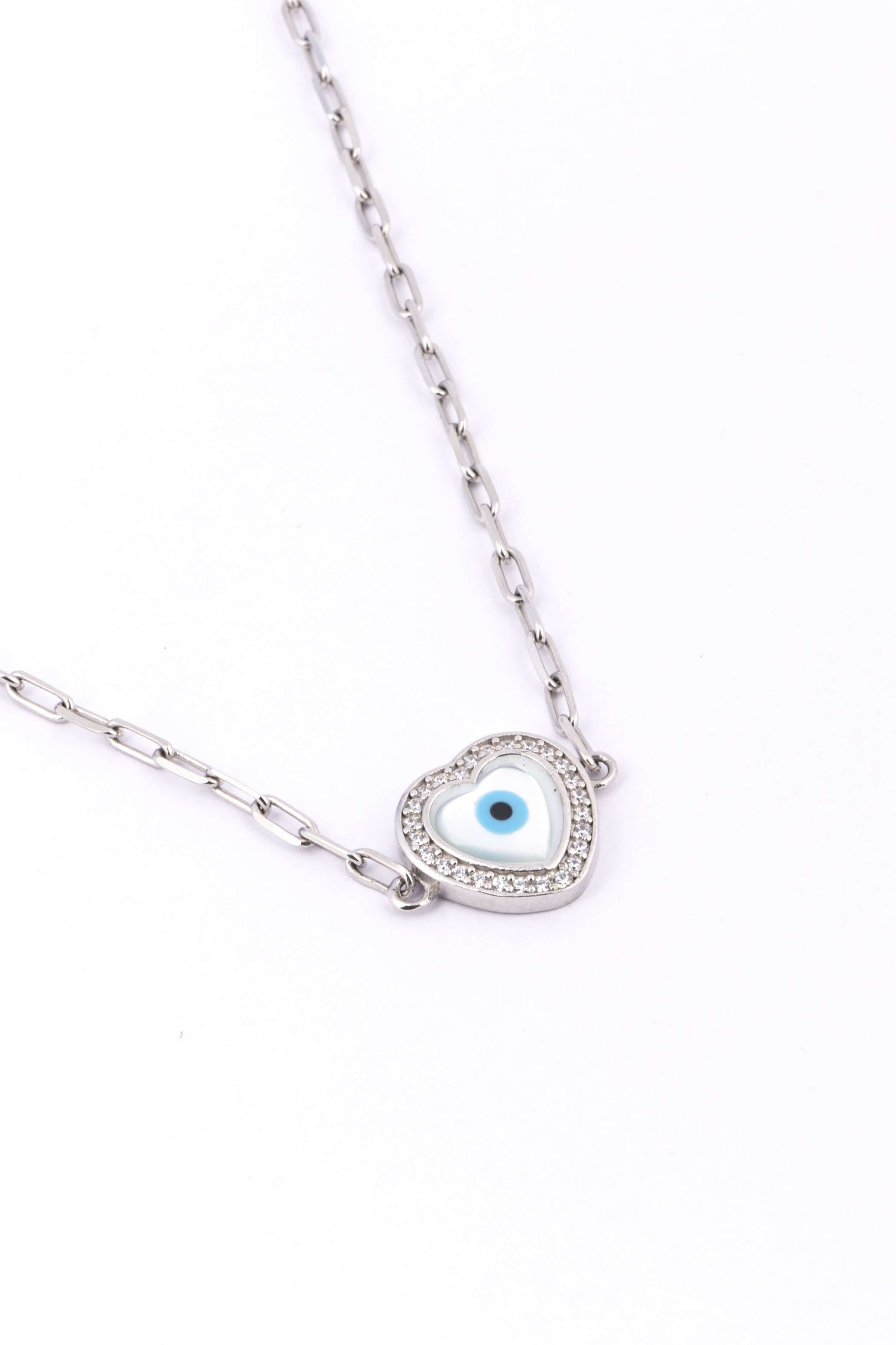 Silver Evil Eye Heart Necklace - Flâneur Global® | FG | 925 Fine Silver Jewelry & Accessories 