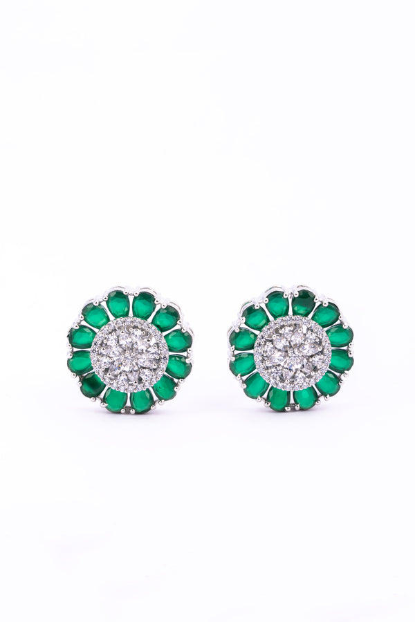 Emerald and Diamond Halo Jewelry Set