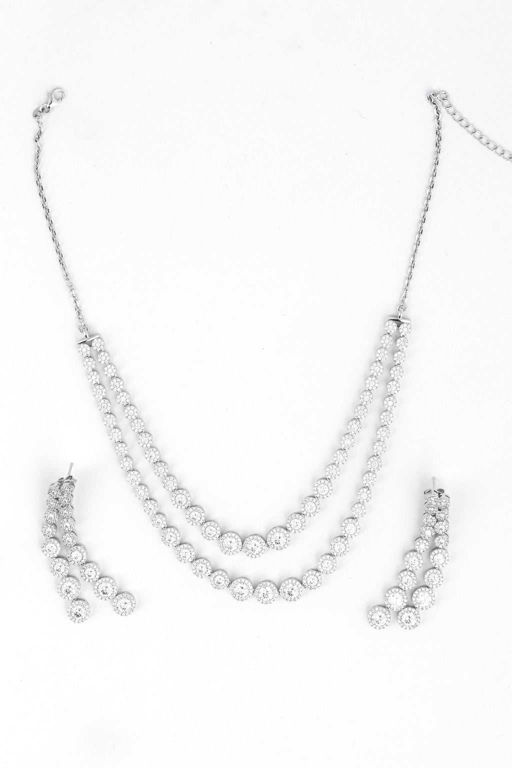 Elegant Double Row Diamond Necklace - Flâneur Global® | FG | 925 Fine Silver Jewelry & Accessories 