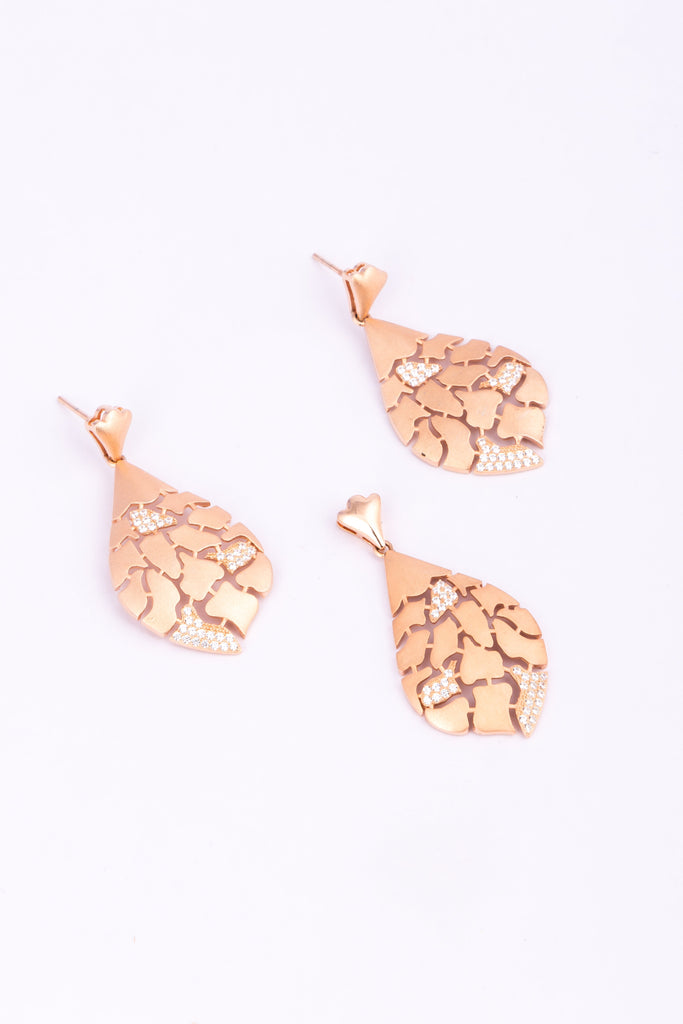 Rose Gold Teardrop Pendant with Diamond Accents