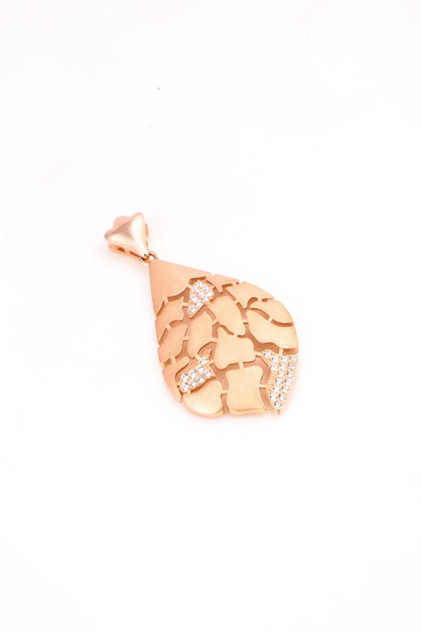 Rose Gold Teardrop Pendant with Diamond Accents