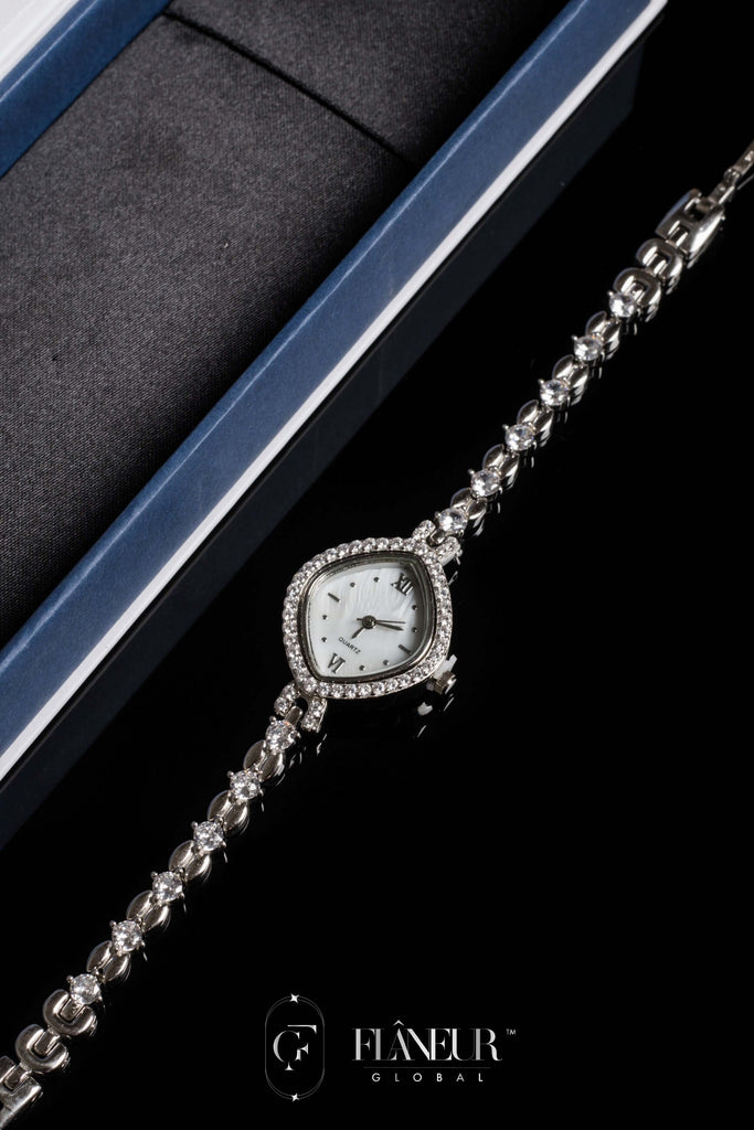 Women's Silver Cushion-Shaped Bracelet Watch