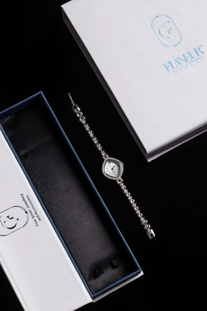 Women's Silver Cushion-Shaped Bracelet Watch