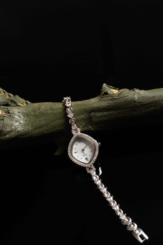 Women's Silver Cushion-Shaped Bracelet Watch