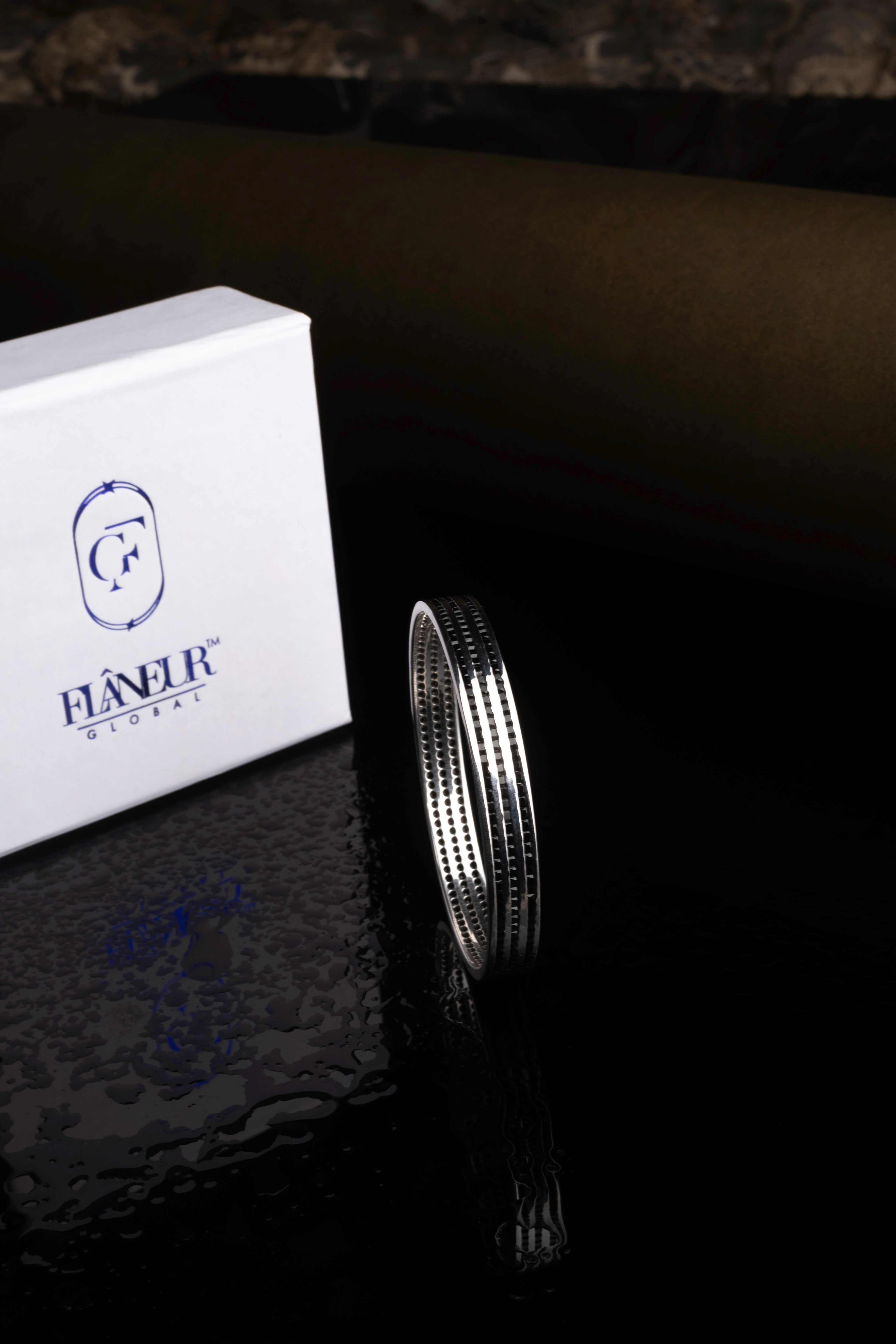 Silver Perforated Triple Row Bangle Bracelet - Flâneur Global® | FG | 925 Fine Silver Jewelry & Accessories 