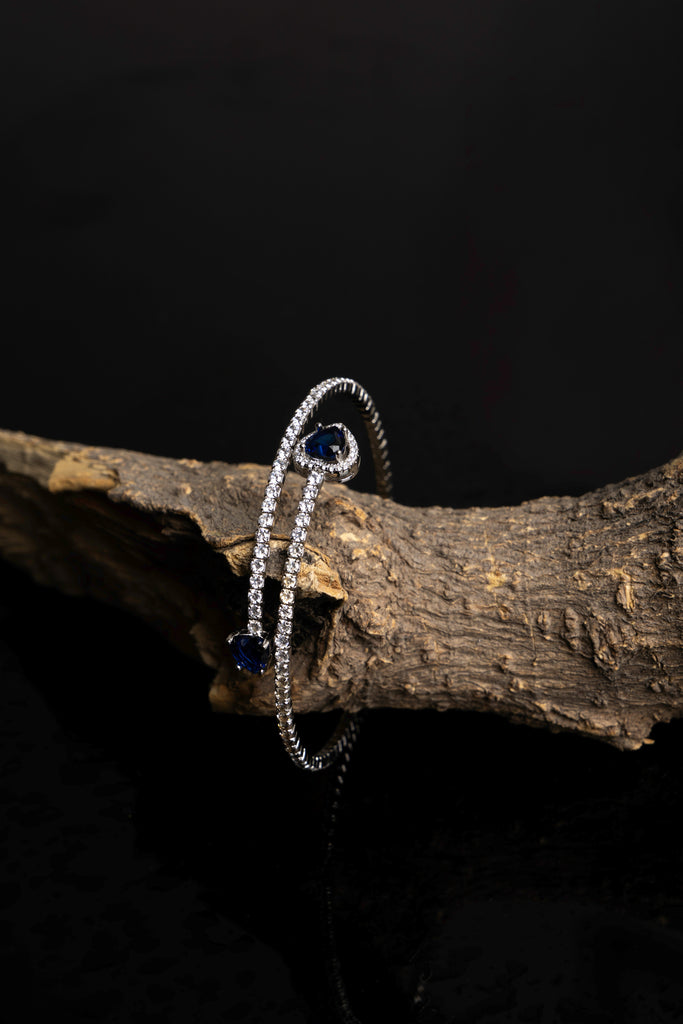 Blue Heart Gemstone Halo Bracelet