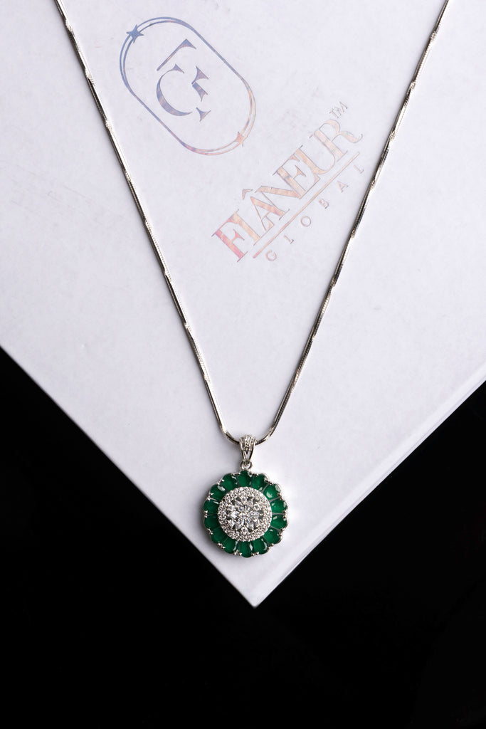 Emerald and Diamond Halo Jewelry Set