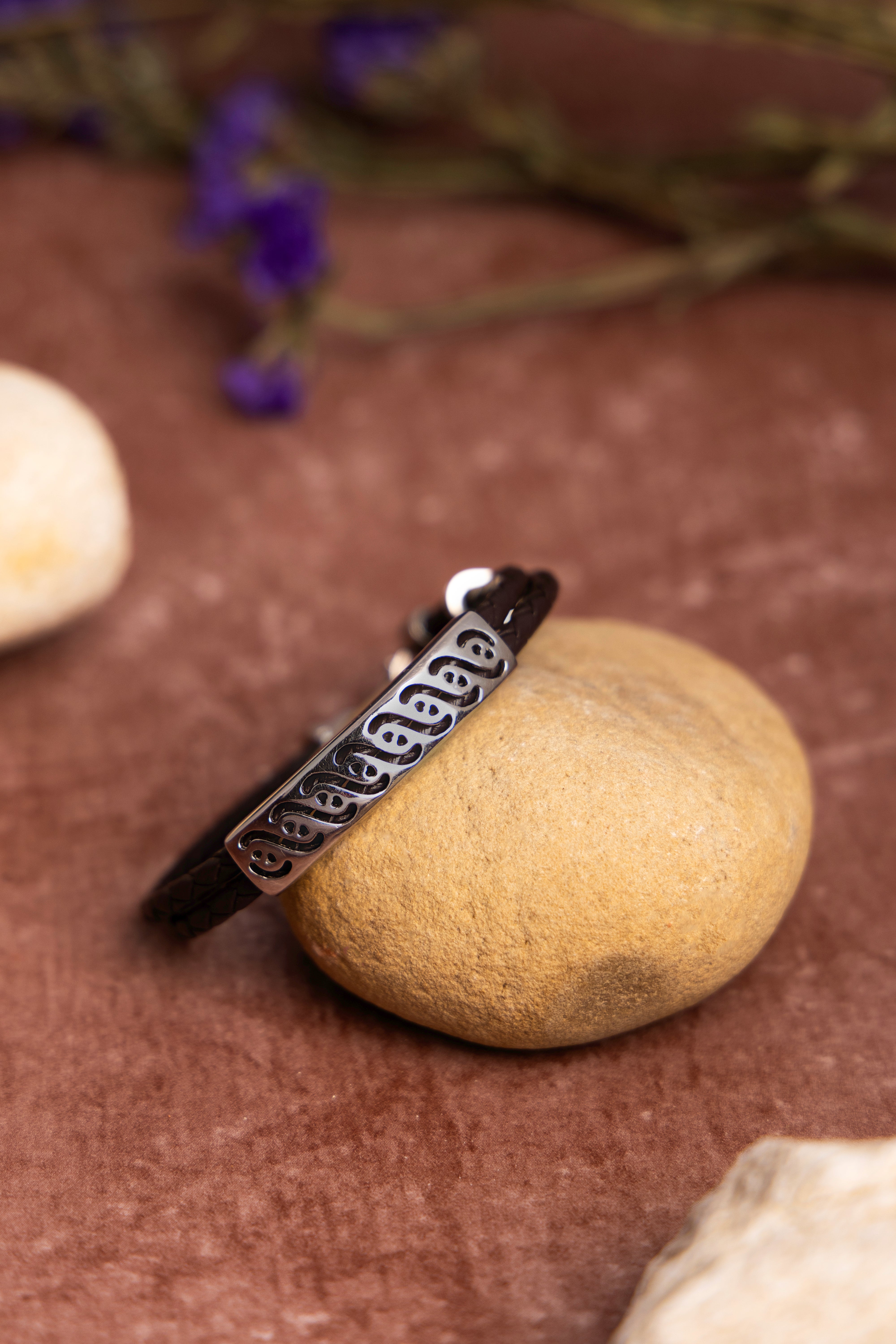 Black Leather Wave Bracelet
