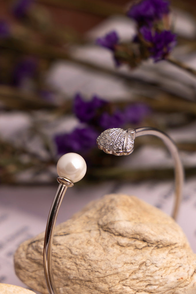 Pearl and Gemstone Sterling Silver Bangle
