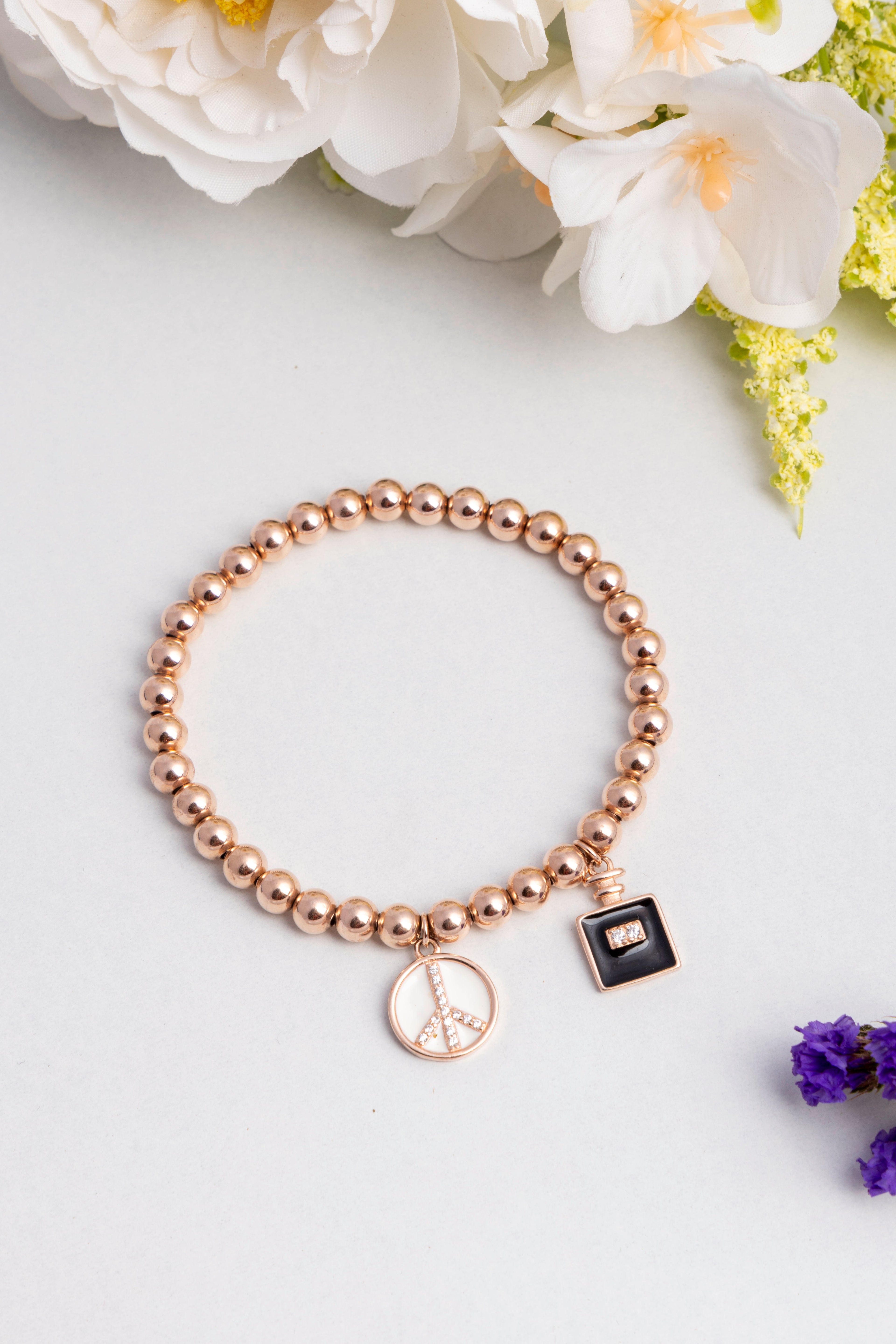 Gold Peace Charm Bracelet - Flâneur Global® | FG | 925 Fine Silver Jewelry & Accessories 