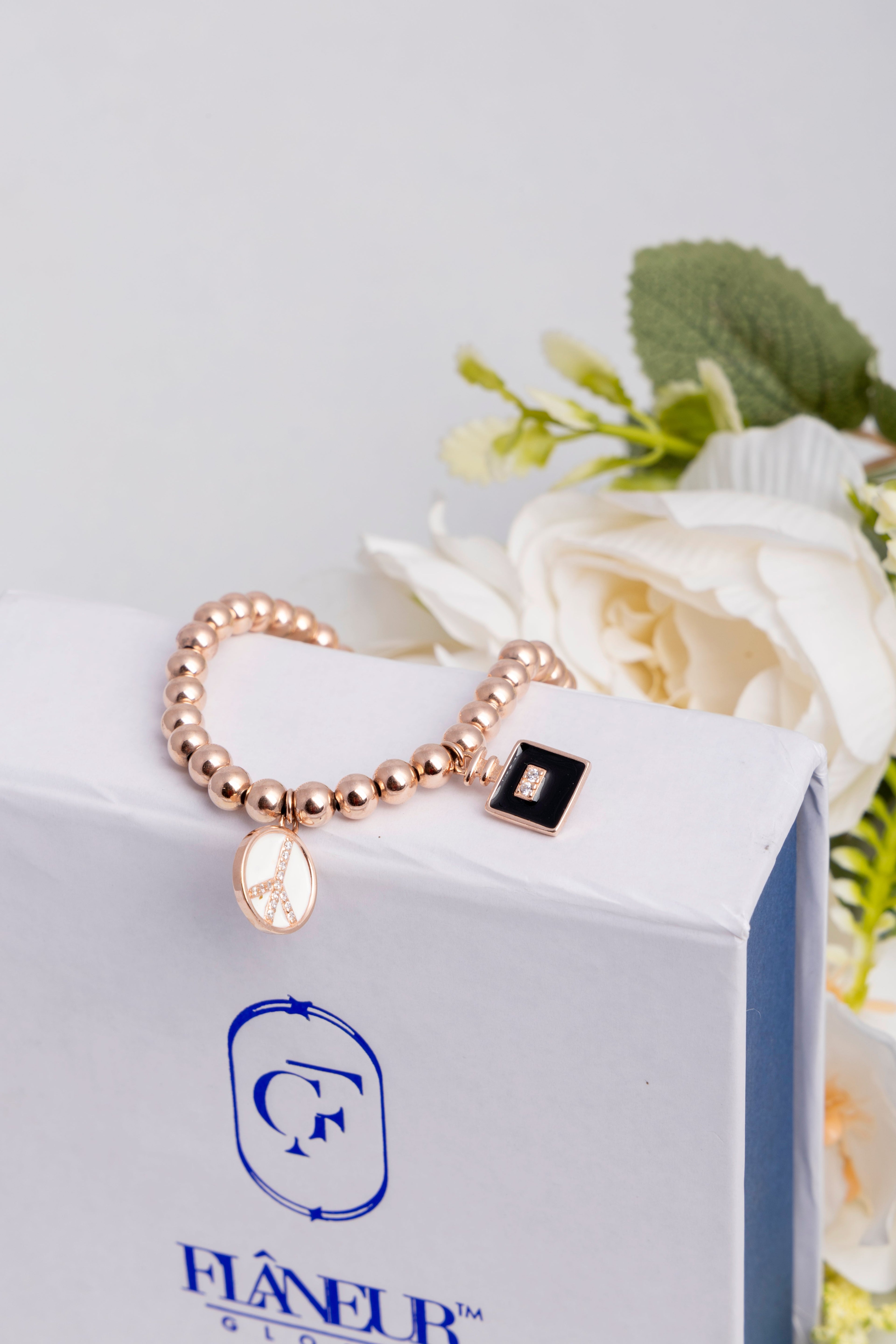 Gold Peace Charm Bracelet - Flâneur Global® | FG | 925 Fine Silver Jewelry & Accessories 