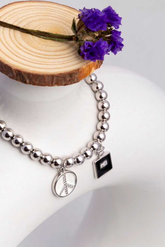 Silver Peace Charm Bracelet