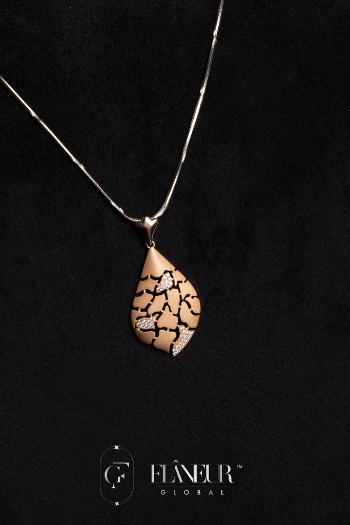 Rose Gold Teardrop Pendant with Diamond Accents