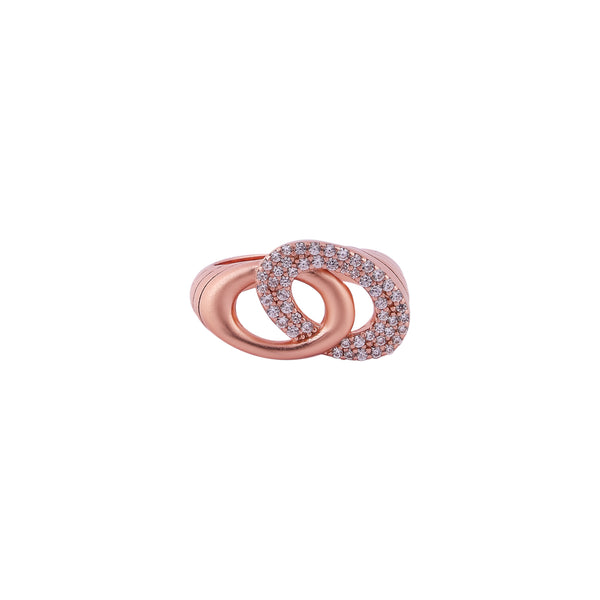 Interlocking Pave Oval Rose Gold Ring for her