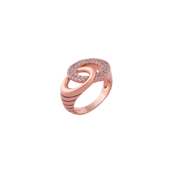 Interlocking Pave Oval Rose Gold Ring for her