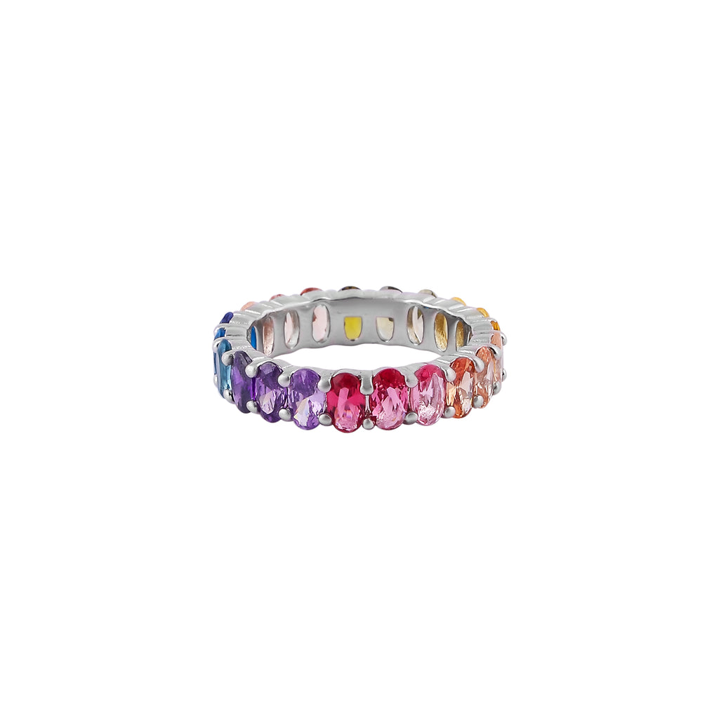 Rainbow Sapphire Oval Cut Ring for her