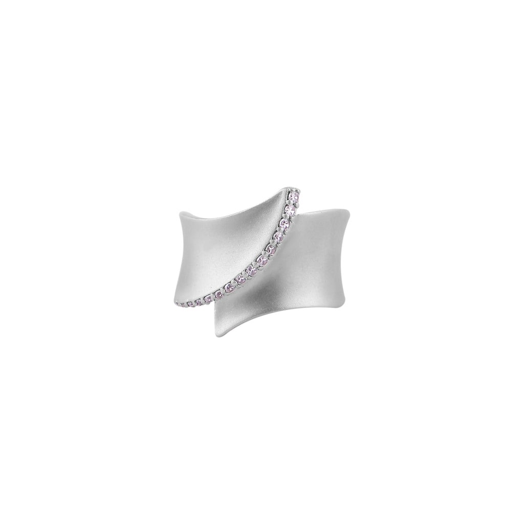 Modern Pave Accent Silver Wrap Ring for her