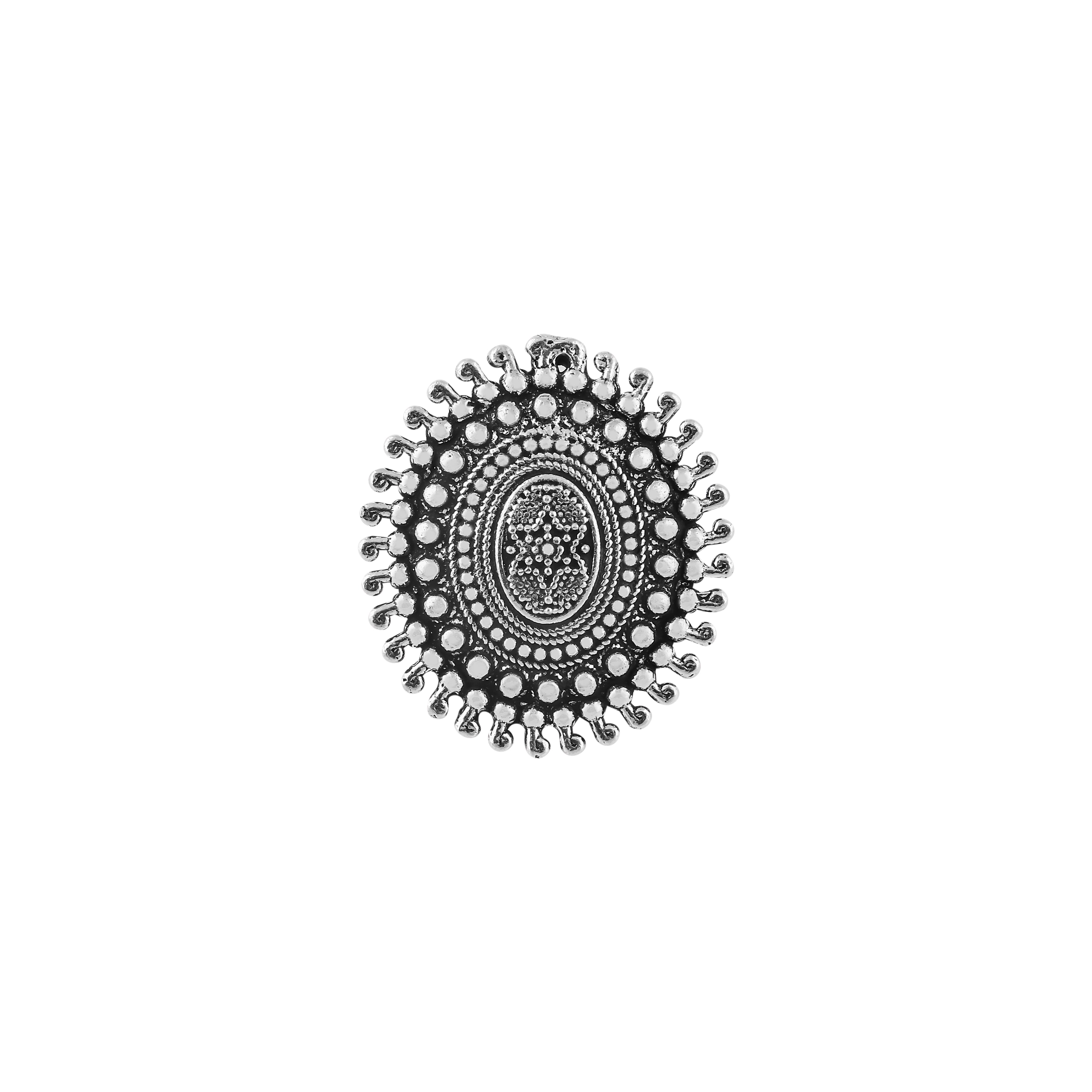 Oxidized Silver Oval Mandala Ring for her