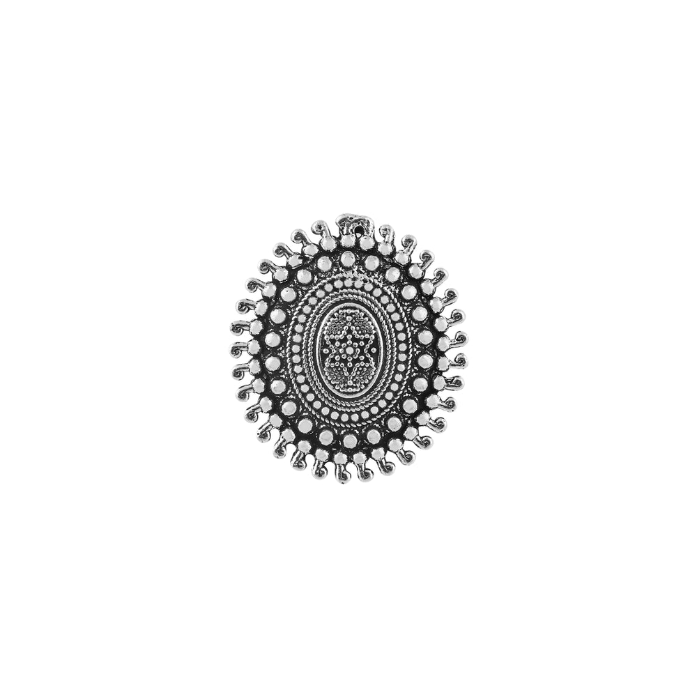 Oxidized Silver Oval Mandala Ring for her