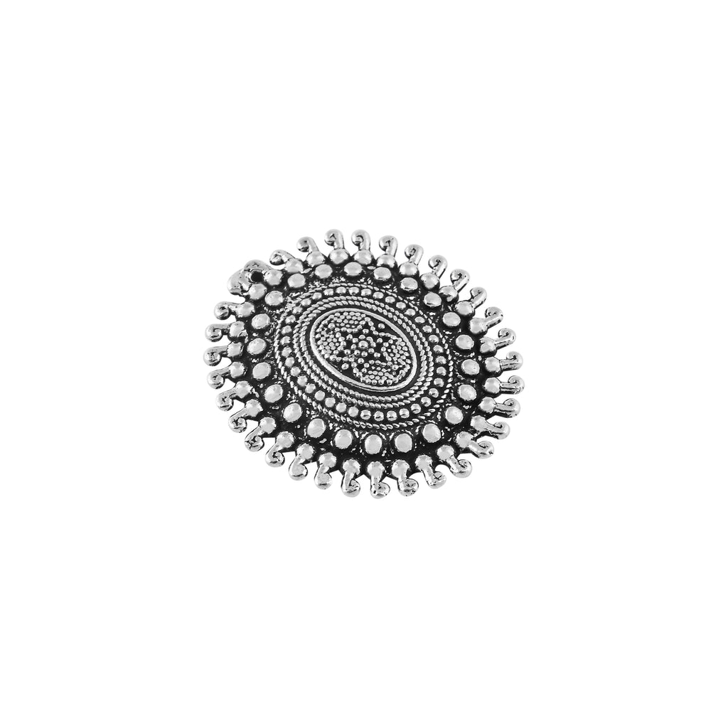 Oxidized Silver Oval Mandala Ring for her