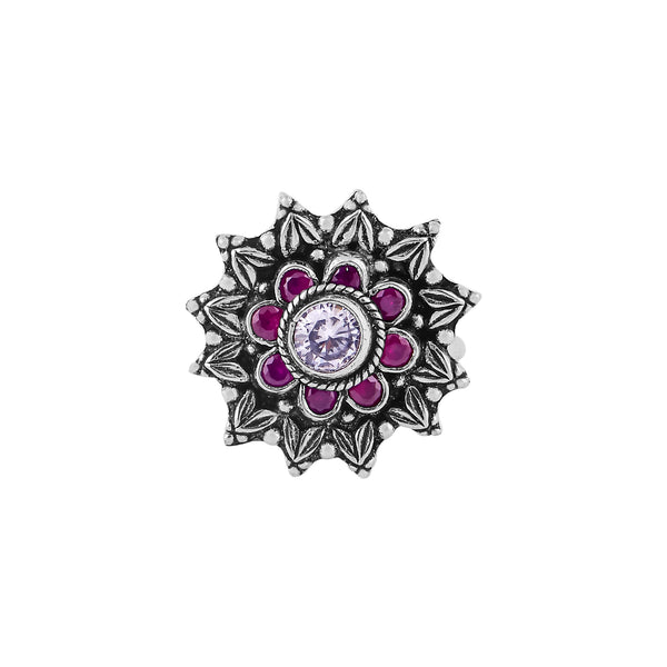 Floral  Oxidized Silver Ring for her