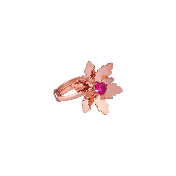 Floral Gemstone Rose Gold Ring for her